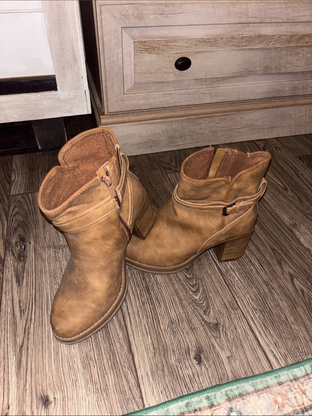 torrid Tan Chunky Heel Ankle Booties with Side Buckle- 9WW